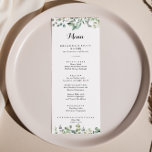 Groene eucalyptus bladeren Delight diner Menu<br><div class="desc">Deze groene eucalyptus loof diner menukaart is perfect voor een moderne bruiloft. Het ontwerp is voorzien van botanische waterverf handgetekende eucalyptus,  inspirerend natuurschoon. Dit menu kan worden gebruikt voor een huwelijksreceptie,  repetitiediner,  vrijgezellenfeest of een evenement.</div>
