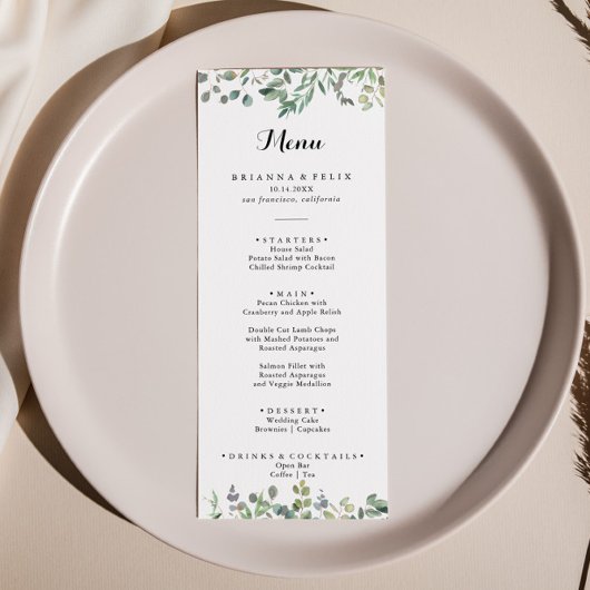Groene eucalyptus bladeren Delight diner Menu