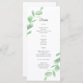 Groene Eucalyptus bladeren. Eenvoudige bruiloft Ba Menu (Voorkant / Achterkant)