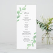 Groene Eucalyptus bladeren. Eenvoudige bruiloft Ba Menu (Staand voorkant)