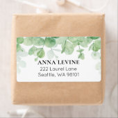 Groene Eucalyptus Bladeren Rand Retouradres Etiket (Insitu)