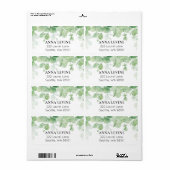 Groene Eucalyptus Bladeren Rand Retouradres Etiket (Full Sheet)