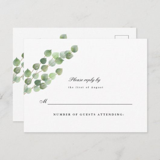 Groene Eucalyptus Bladgroen Bruiloft Antwoord Brie Briefkaart (Voorkant / Achterkant)