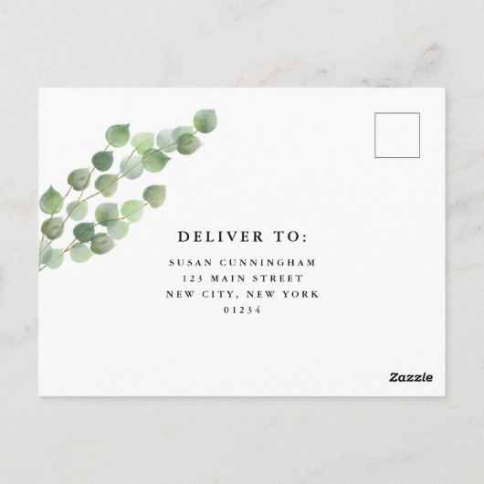 Groene Eucalyptus Bladgroen Bruiloft Antwoord Brie Briefkaart (Achterkant)