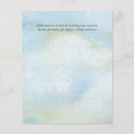 Groene Eucalyptus Blauwe Trouw BUDGET Uitnodiginge (Achterkant)