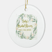 Groene eucalyptus bloem bruiloft naam datum gaan keramisch ornament (Links)