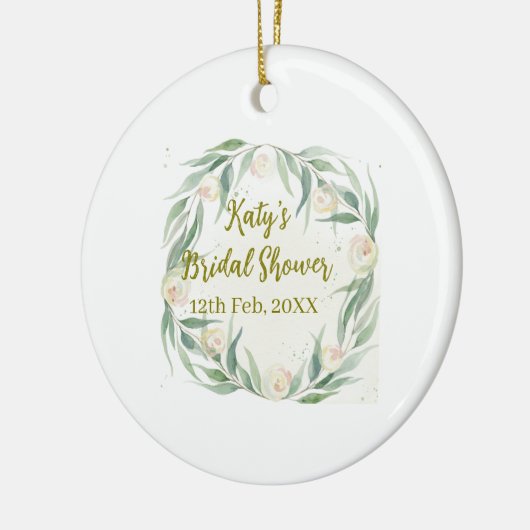 Groene eucalyptus bloem bruiloft naam datum gaan keramisch ornament (Links)