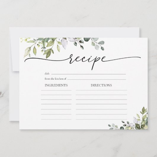 Groene Eucalyptus Bloemen Groot Recept Kaart (Achterkant)