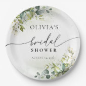 Groene Eucalyptus Bloemen Vrijgezellenfeest Papier Papieren Bordje (Voorkant)