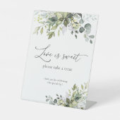 Groene Eucalyptus Bloemenliefde is zoet teken Reclamebord Met Voetstuk (Voorkant)