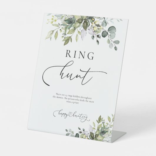 Groene Eucalyptus Bloemenring Hunt teken Reclamebord Met Voetstuk (Voorkant)