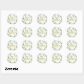 Groene eucalyptus bloemige bruidsdouche naam datum ronde sticker (Vel)