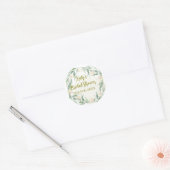 Groene eucalyptus bloemige bruidsdouche naam datum ronde sticker (Envelop)