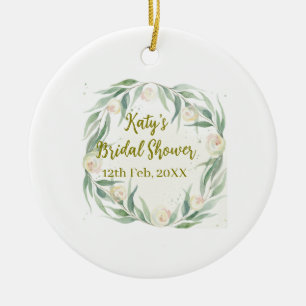 Groene eucalyptus bloemige bruiloft naam datum gaa keramisch ornament