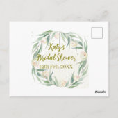 Groene eucalyptus bloemige bruiloftsborrel naam da briefkaart (Achterkant)
