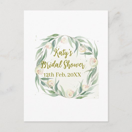 Groene eucalyptus bloemige bruiloftsborrel naam da briefkaart (Voorkant)
