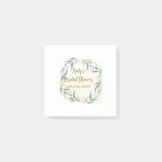 Groene eucalyptus bloemige bruiloftsborrel naam da post-it® notes (Voorkant)