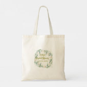 Groene eucalyptus bloemige bruiloftsborrel naam da tote bag (Achterkant)