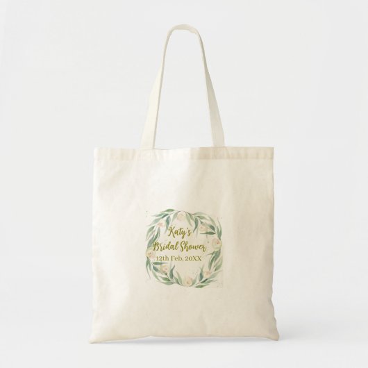 Groene eucalyptus bloemige bruiloftsborrel naam da tote bag (Voorkant)