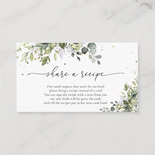 Groene Eucalyptus Bloemrecept Verzoekkaart Informatiekaartje (Voorkant)
