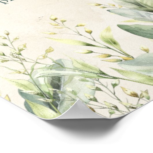 Groene Eucalyptus Boeken en Geschenken Baby shower Poster (Hoek)
