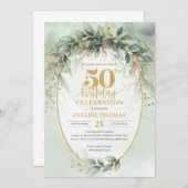 Groene eucalyptus boho 50ste verjaardag kaart (Voorkant / Achterkant)