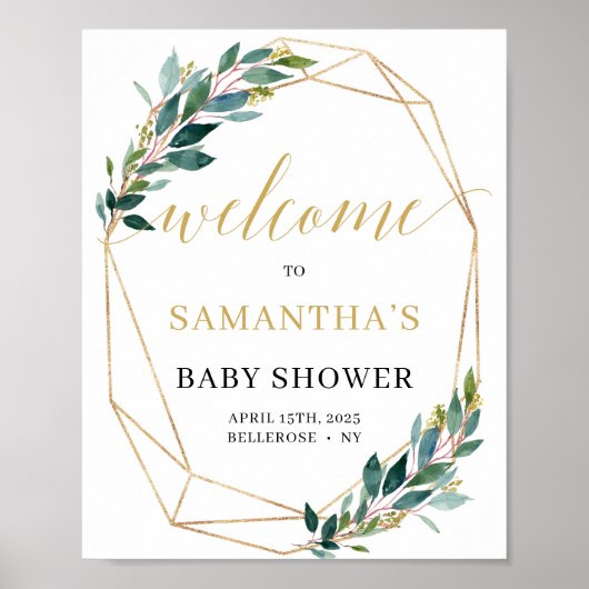 Groene eucalyptus boho baby shower welkom bord poster (Voorkant)