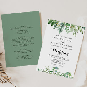 Groene Eucalyptus Botanical Front & Back Wedding Kaart