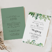 Groene Eucalyptus Botanical Front & Back Wedding Kaart