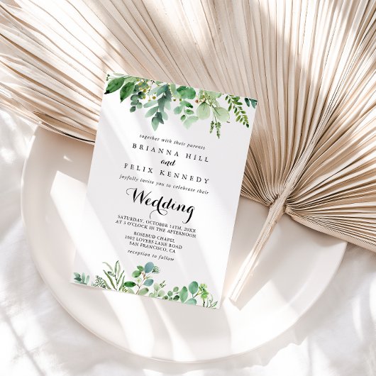 Groene Eucalyptus Botanical Front & Back Wedding Kaart