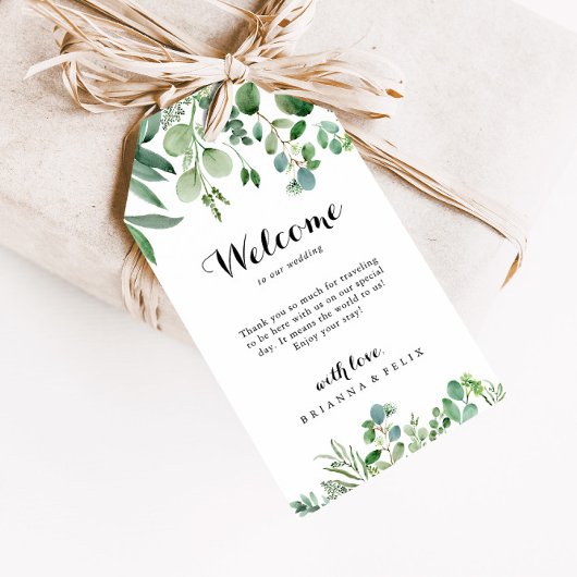 Groene Eucalyptus Botanical Weddenschap Welkom Cadeaulabel