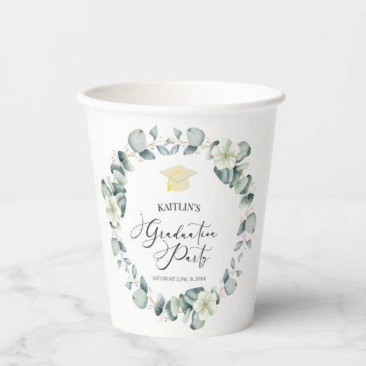 Groene Eucalyptus Botanische Afstudeerfeest Papieren Bekers (Voorkant)