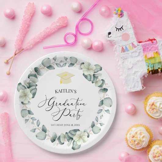 Groene Eucalyptus Botanische Afstudeerfeest Papieren Bordje (Feest)