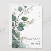 Groene Eucalyptus Botanische Aquarel Bruiloft Kaart (Voorkant)