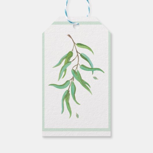 Groene Eucalyptus Botanische bladeren Rustic Weddi Cadeaulabel (Achterkant)