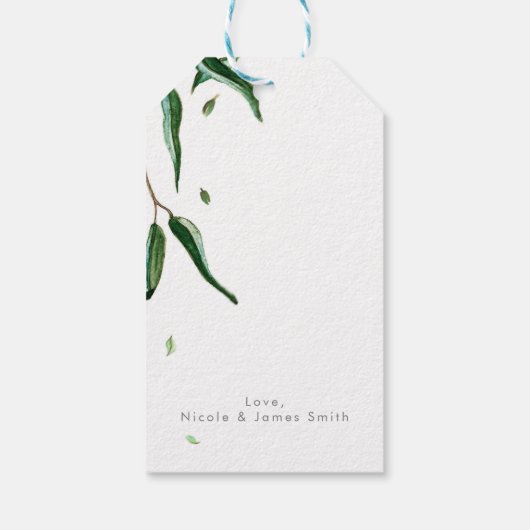 Groene Eucalyptus Botanische bladeren Rustic Weddi Cadeaulabel (Achterkant)