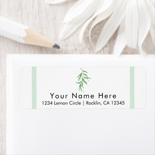 Groene Eucalyptus Botanische bladeren Rustic Weddi Etiket (Insitu)