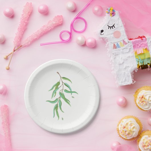 Groene Eucalyptus Botanische bladeren Rustic Weddi Papieren Bordje (Feest)