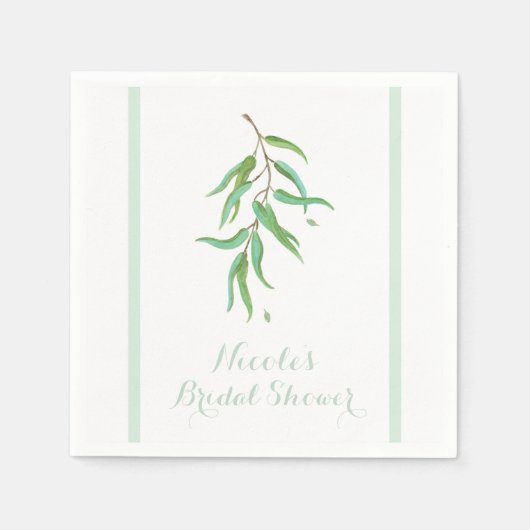 Groene Eucalyptus Botanische bladeren Rustic Weddi Servet (Voorkant)