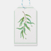 Groene Eucalyptus Botanische Bladeren Rustieke Bru Cadeaulabel (Achterkant)