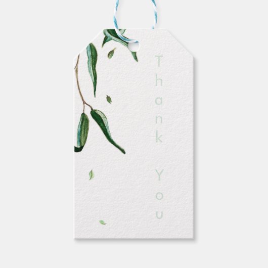 Groene Eucalyptus Botanische Bladeren Rustieke Bru Cadeaulabel (Voorkant)