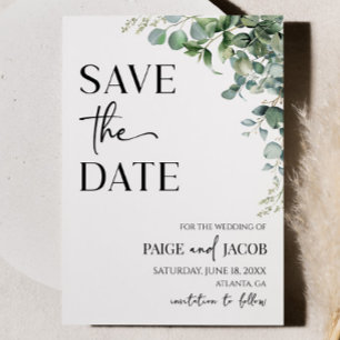 Groene Eucalyptus Botanische Bruiloft Save The Dat Date