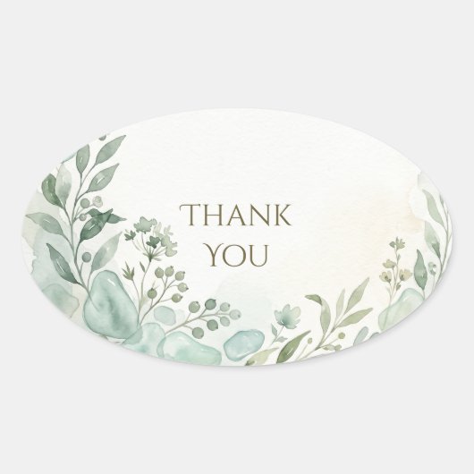 Groene Eucalyptus Botanische Dank Je Oval Ovale Sticker (Voorkant)