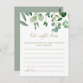 Groene Eucalyptus Botanische Date Night Ideeën Kaa Briefkaart (Voorkant / Achterkant)