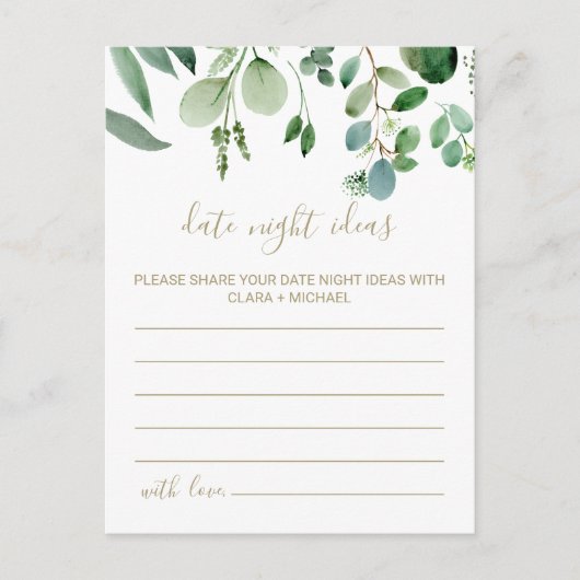 Groene Eucalyptus Botanische Date Night Ideeën Kaa Briefkaart (Voorkant)