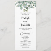 Groene Eucalyptus Botanische Groene Bruiloft Programmakaart (Voorkant)