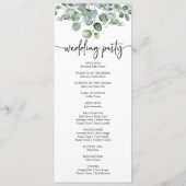 Groene Eucalyptus Botanische Groene Bruiloft Programmakaart (Achterkant)