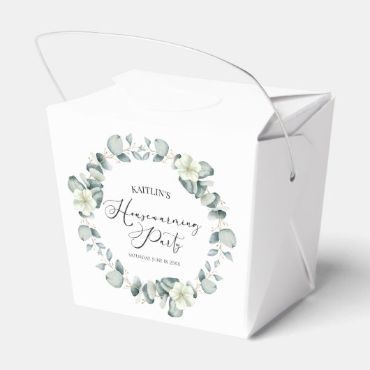 Groene Eucalyptus Botanische Housewarming Party Bedankdoosjes (Achterkant)