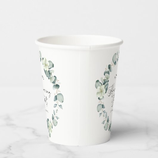 Groene Eucalyptus Botanische Housewarming Party Papieren Bekers (Rechts)