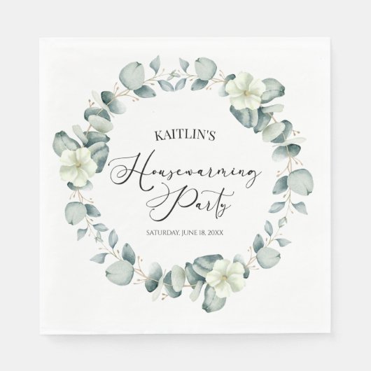 Groene Eucalyptus Botanische Housewarming Party Servet (Voorkant)